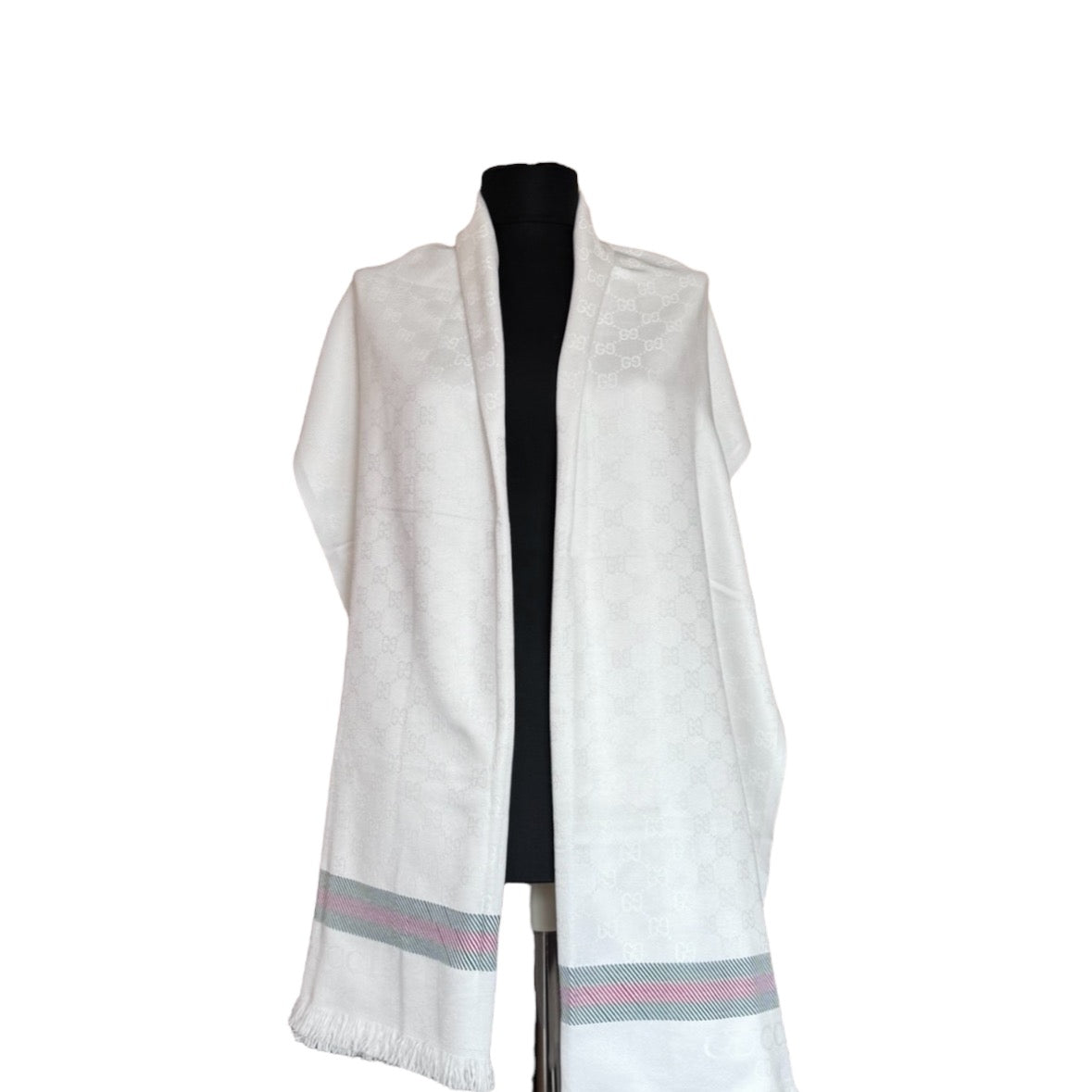 Cotton Shawl - White & White