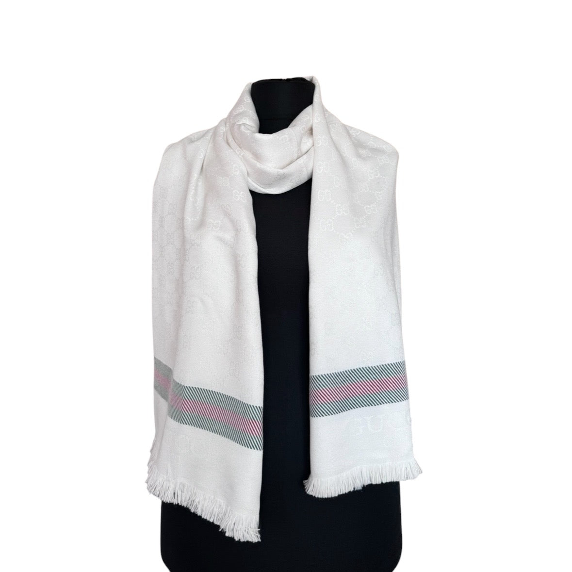 Cotton Shawl - White & White