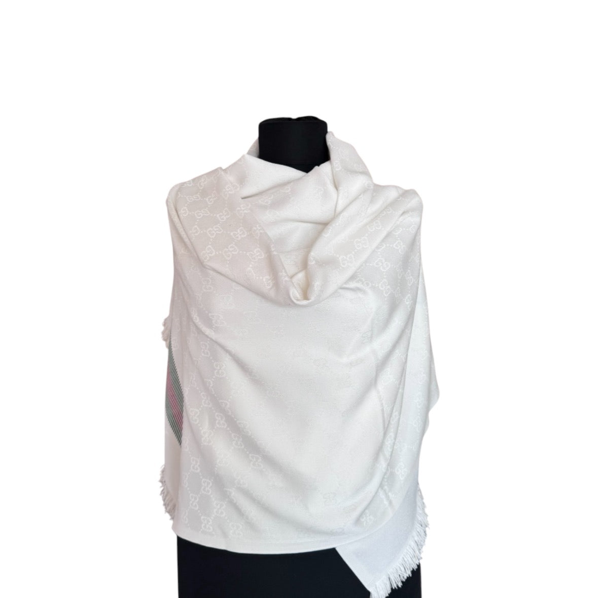 Cotton Shawl - White & White
