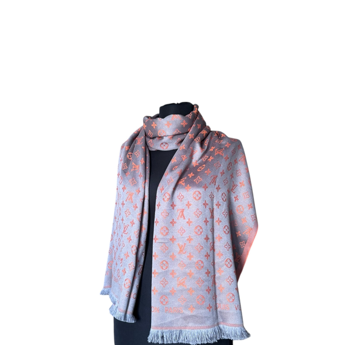 Cotton Shawl - Orange & Grey