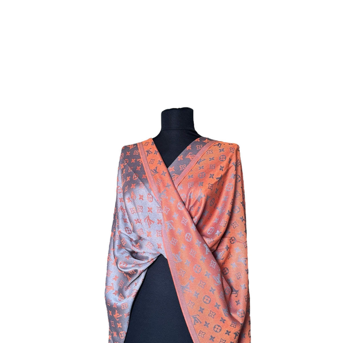 Cotton Shawl - Orange & Grey