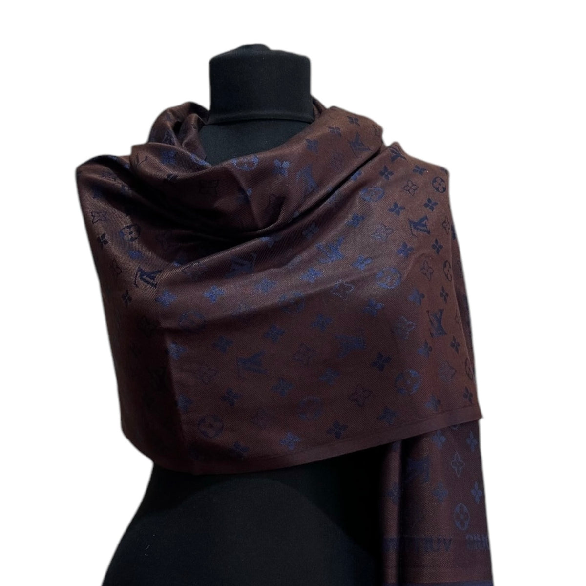 Cotton Shawl - Burgundy & Blue