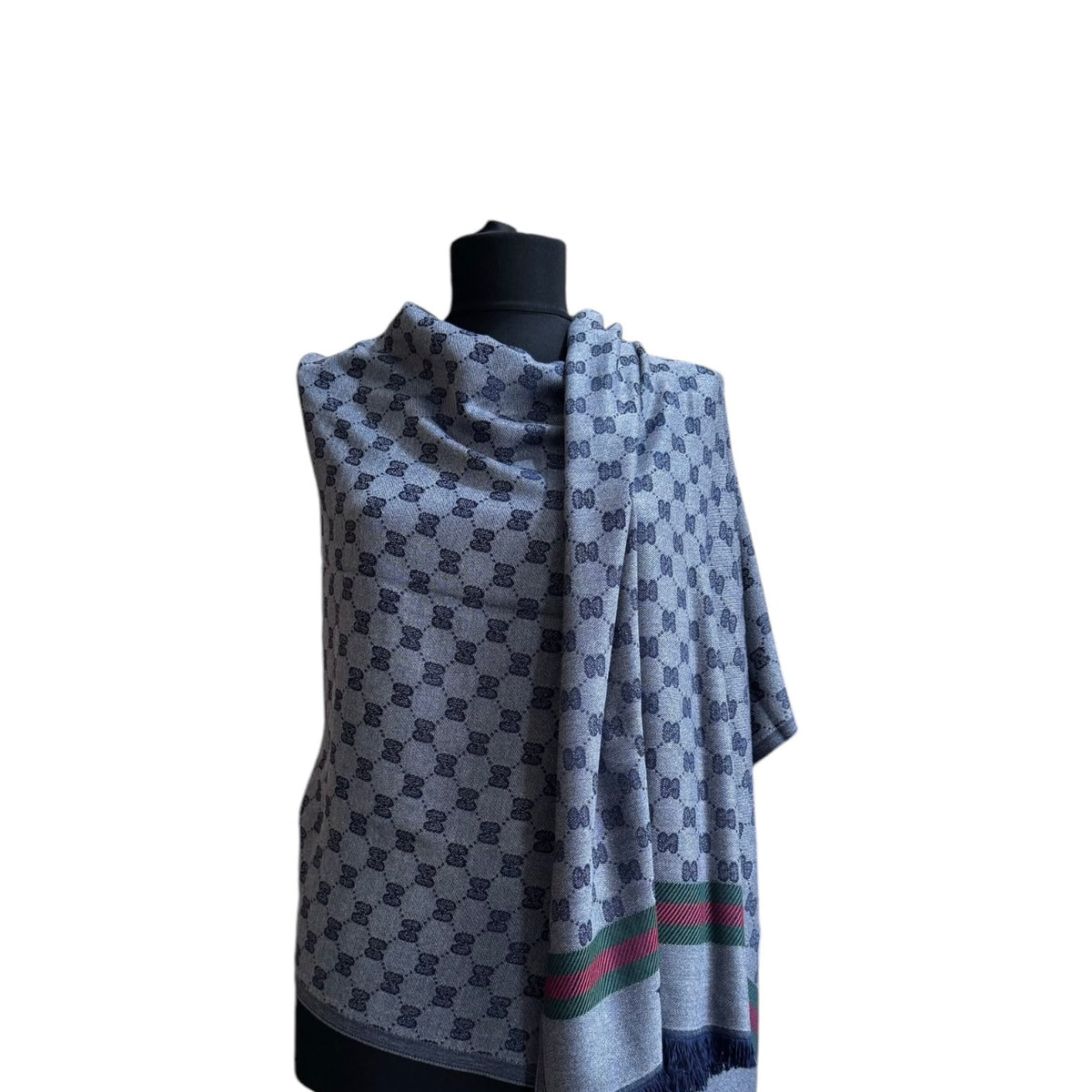 Cotton Shawl - Navy Blue & Grey