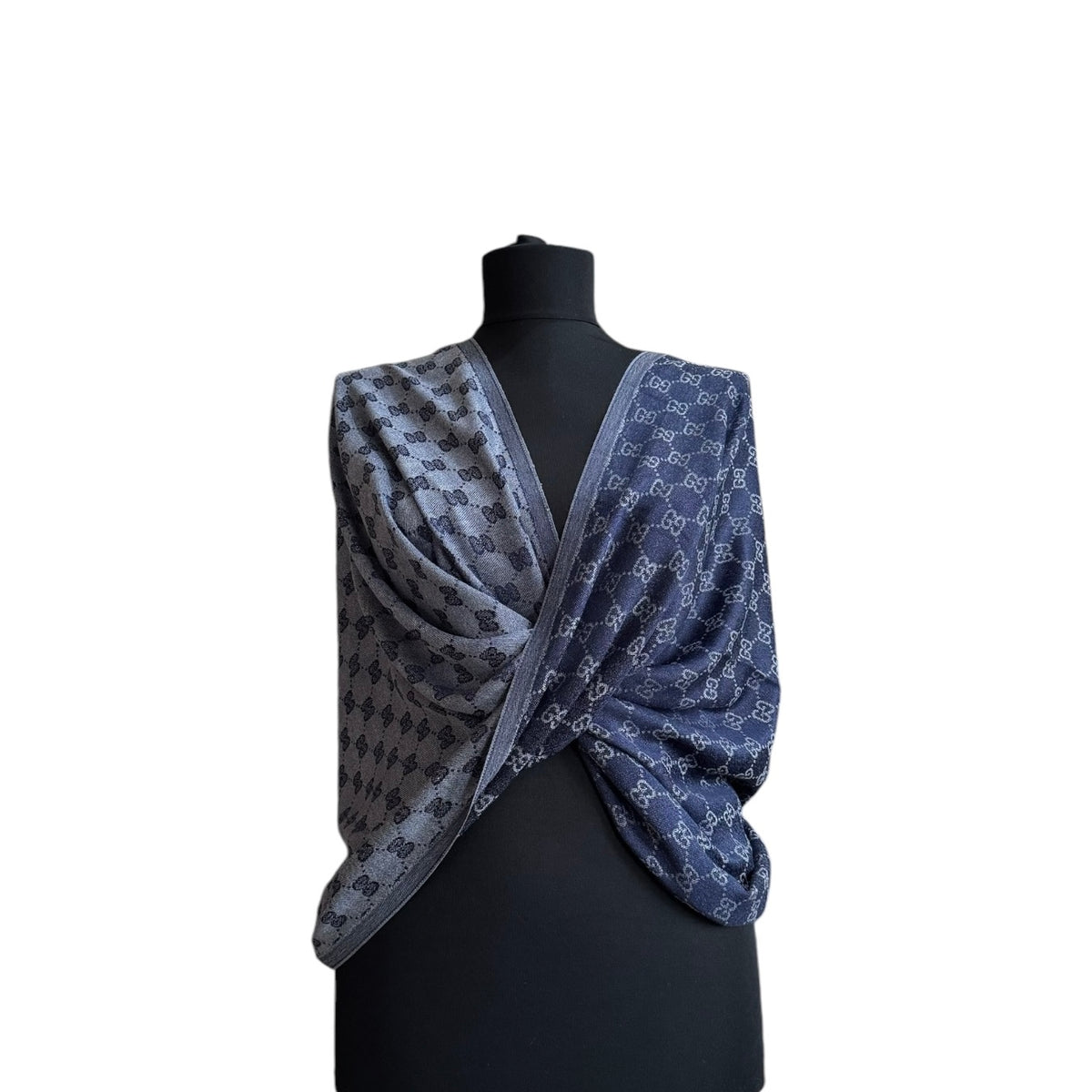 Cotton Shawl - Navy Blue & Grey