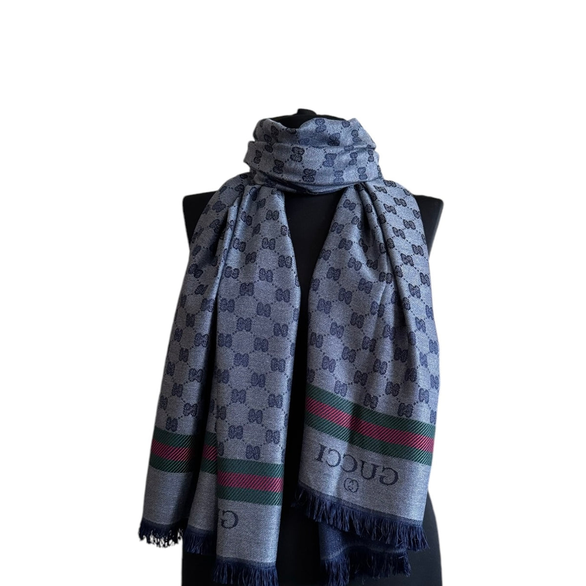 Cotton Shawl - Navy Blue & Grey