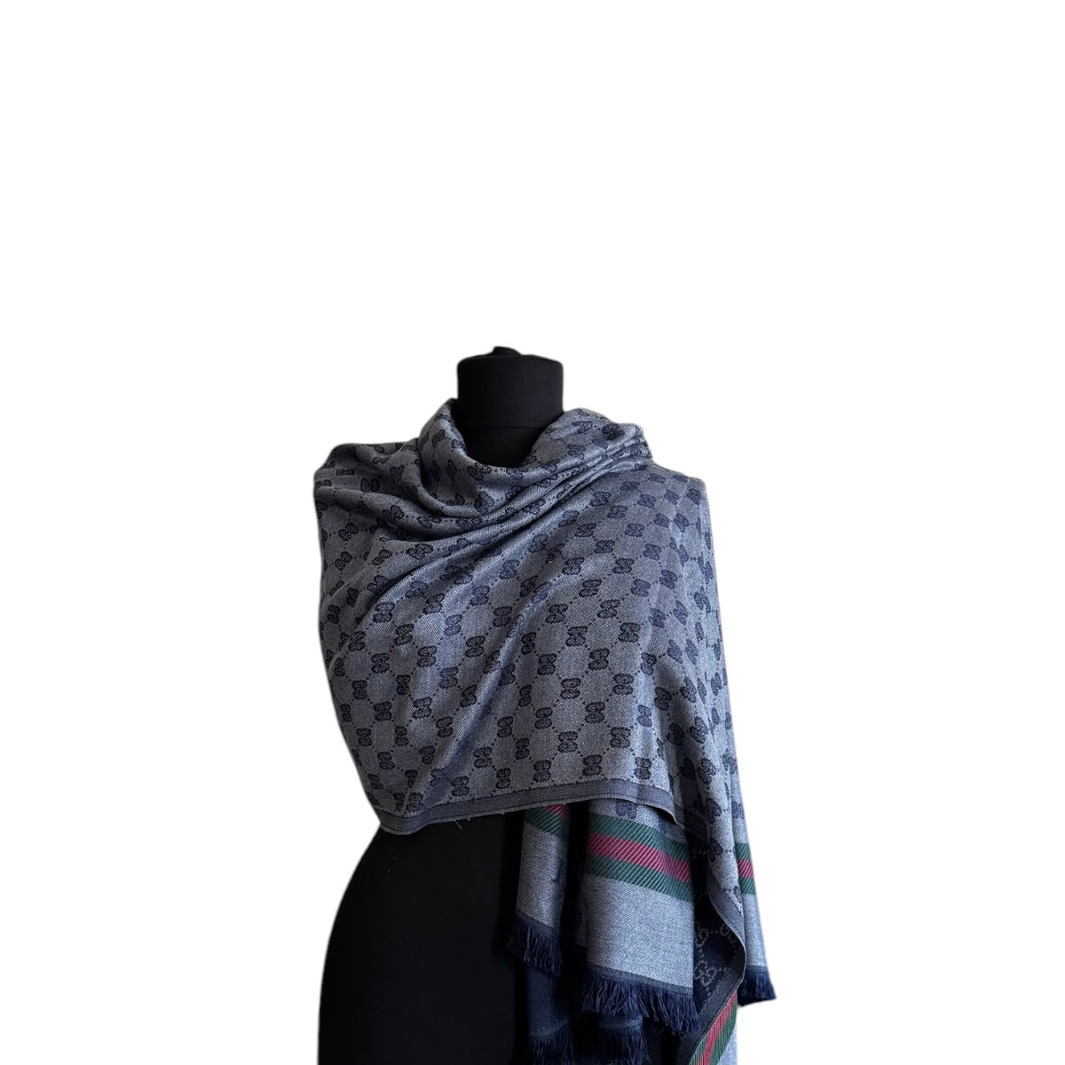 Cotton Shawl - Navy Blue & Grey