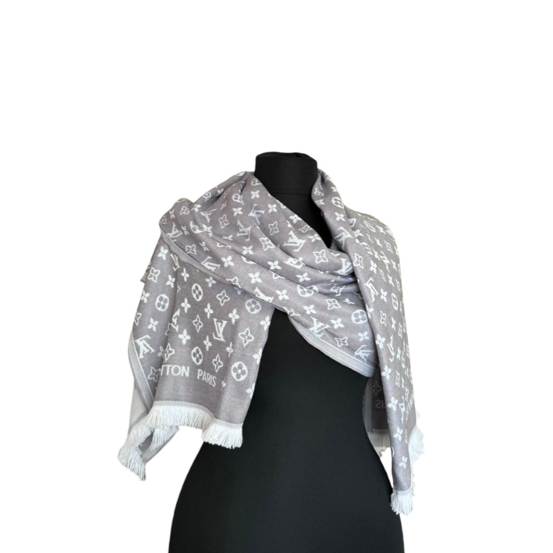 Cotton Shawl - Silver & Grey