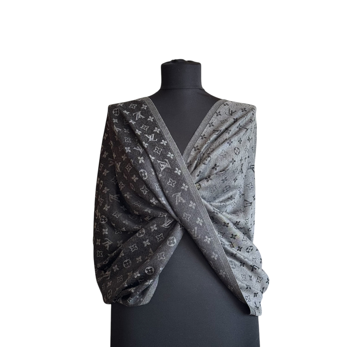 Cotton Shawl - Anthracite & Black