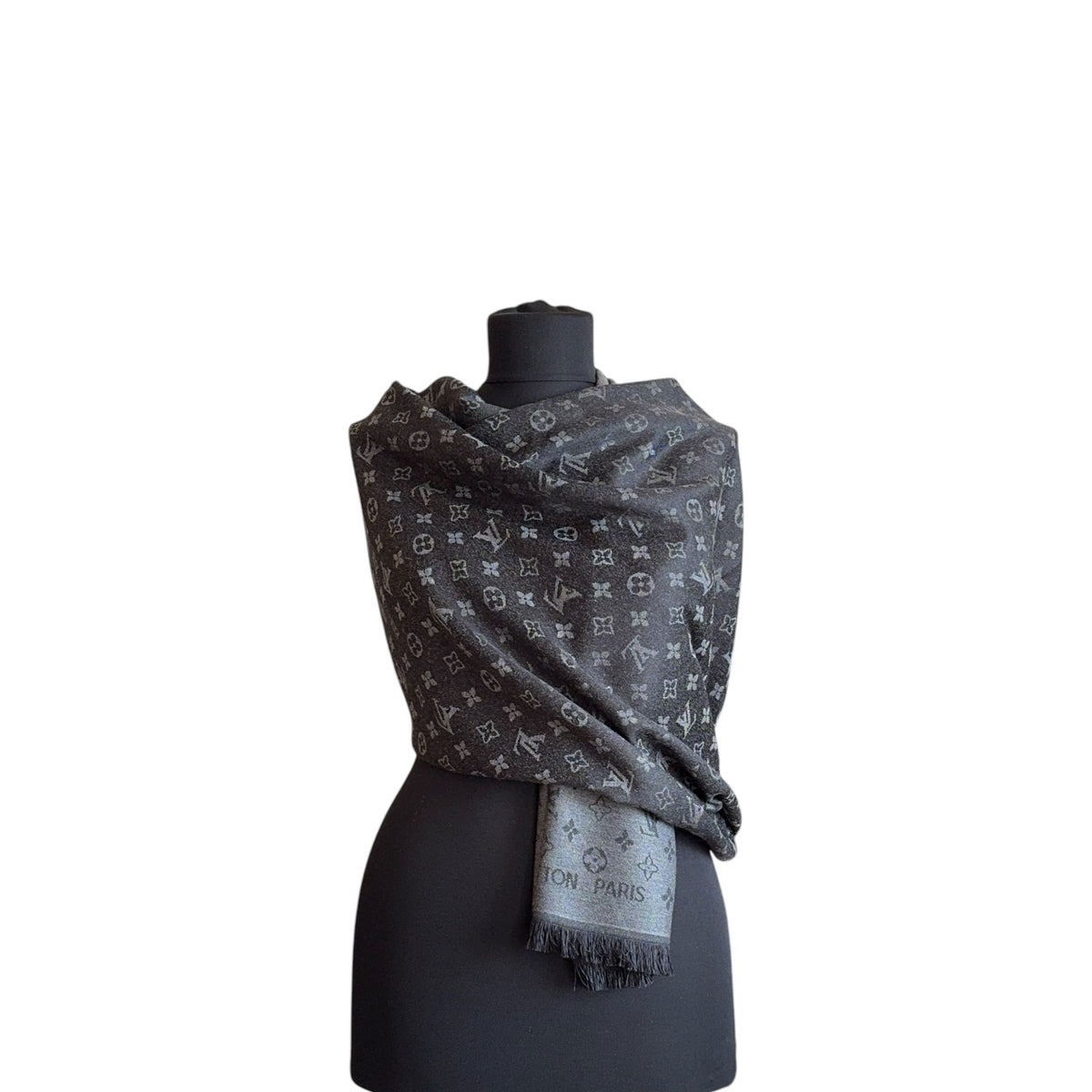 Cotton Shawl - Anthracite & Black