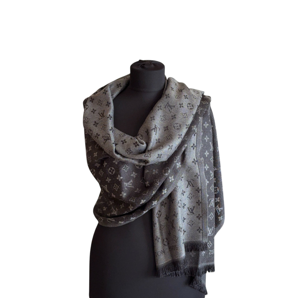 Cotton Shawl - Anthracite & Black